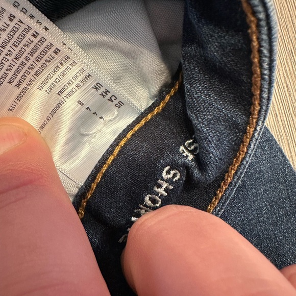 American Eagle Outfitters Dark Blue Distressed Jean Shorts - Picture 3 of 3